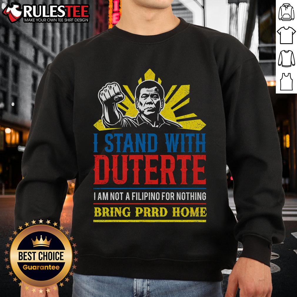 Support Duterte sweatshirt featuring 'Stand with Duterte Against ICC Charges' message in bold lettering.