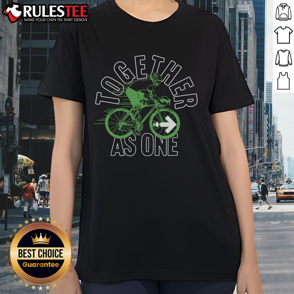 Awesome Together As One Bicycle Racing Ladies Tee featuring a stylish design for female cycling enthusiasts.