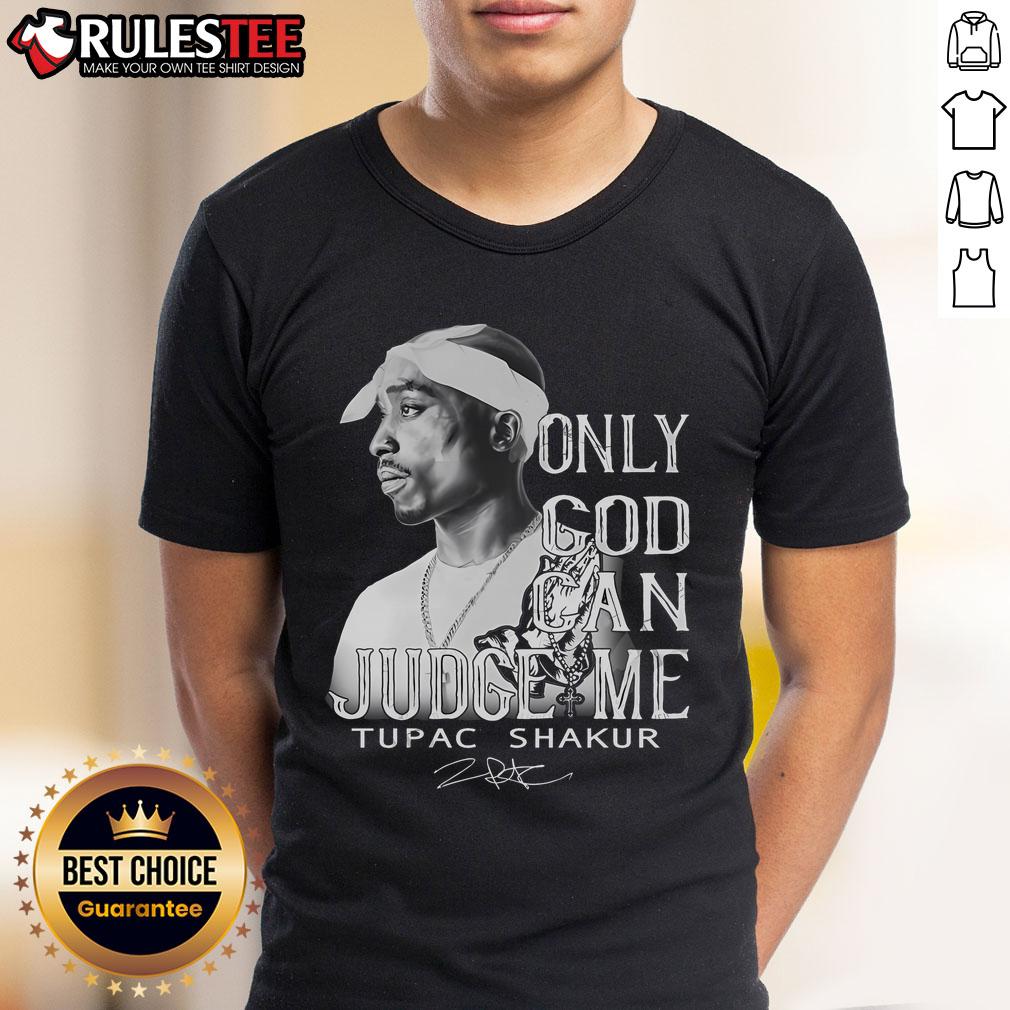 Alt Text: Awesome Tupac Shakur 'Only God Can Judge Me' limited edition T-shirt featuring iconic artwork and bold typography.
