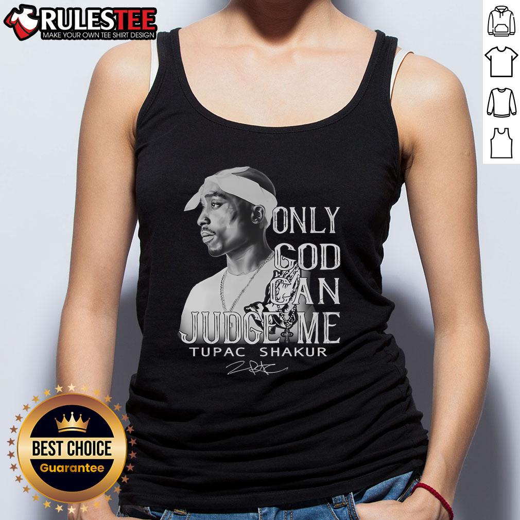 Alt Text: Limited edition Tupac Shakur Only God Can Judge Me tank top, featuring bold graphics and a stylish design.