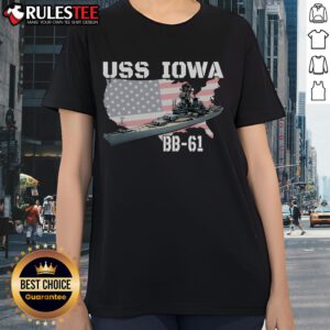 USS Iowa BB-61 American battleship warship tee for veterans, showcasing a stylish design for proud history enthusiasts.