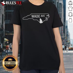 Alt Text: Awesome Welcome to Wade Ave map graphic on a stylish ladies tee, perfect for casual wear and local pride.