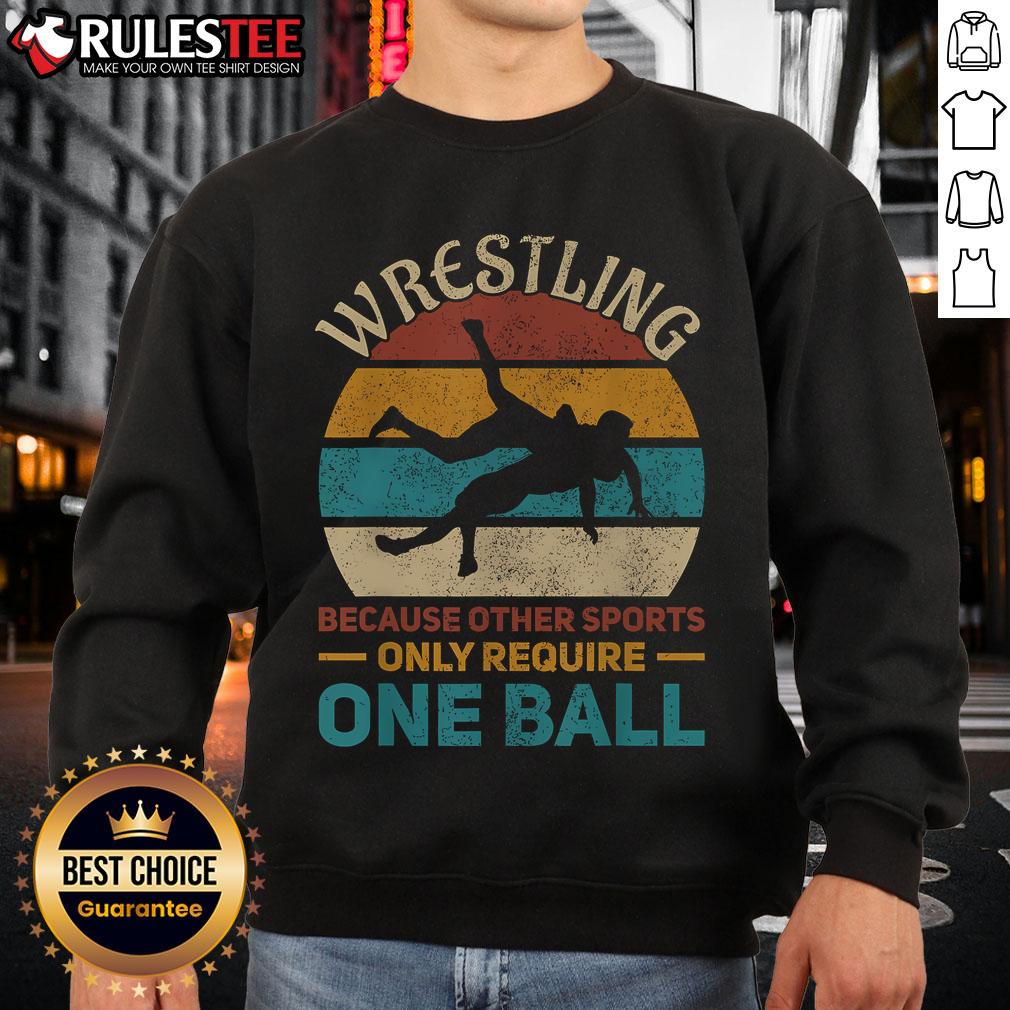 Awesome wrestling boy in a retro wrestler sweatshirt showcasing his passion for wrestling in a dynamic pose.