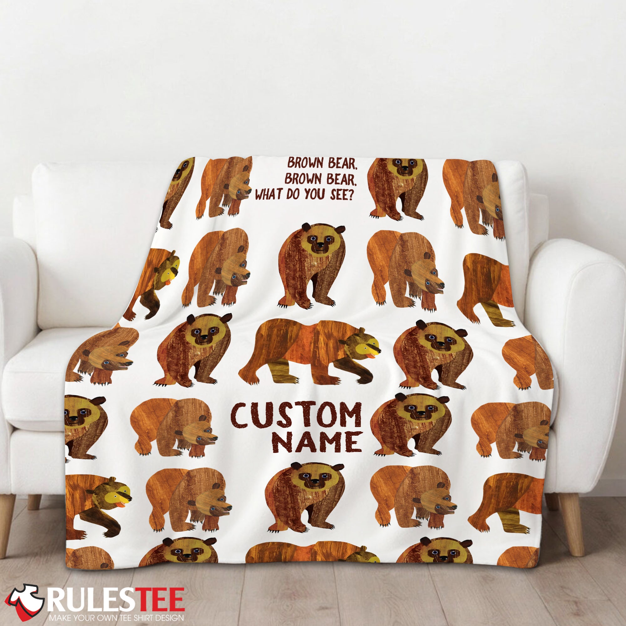 Brown Bear Brown Bear Blanket Fleece Customized Blanket