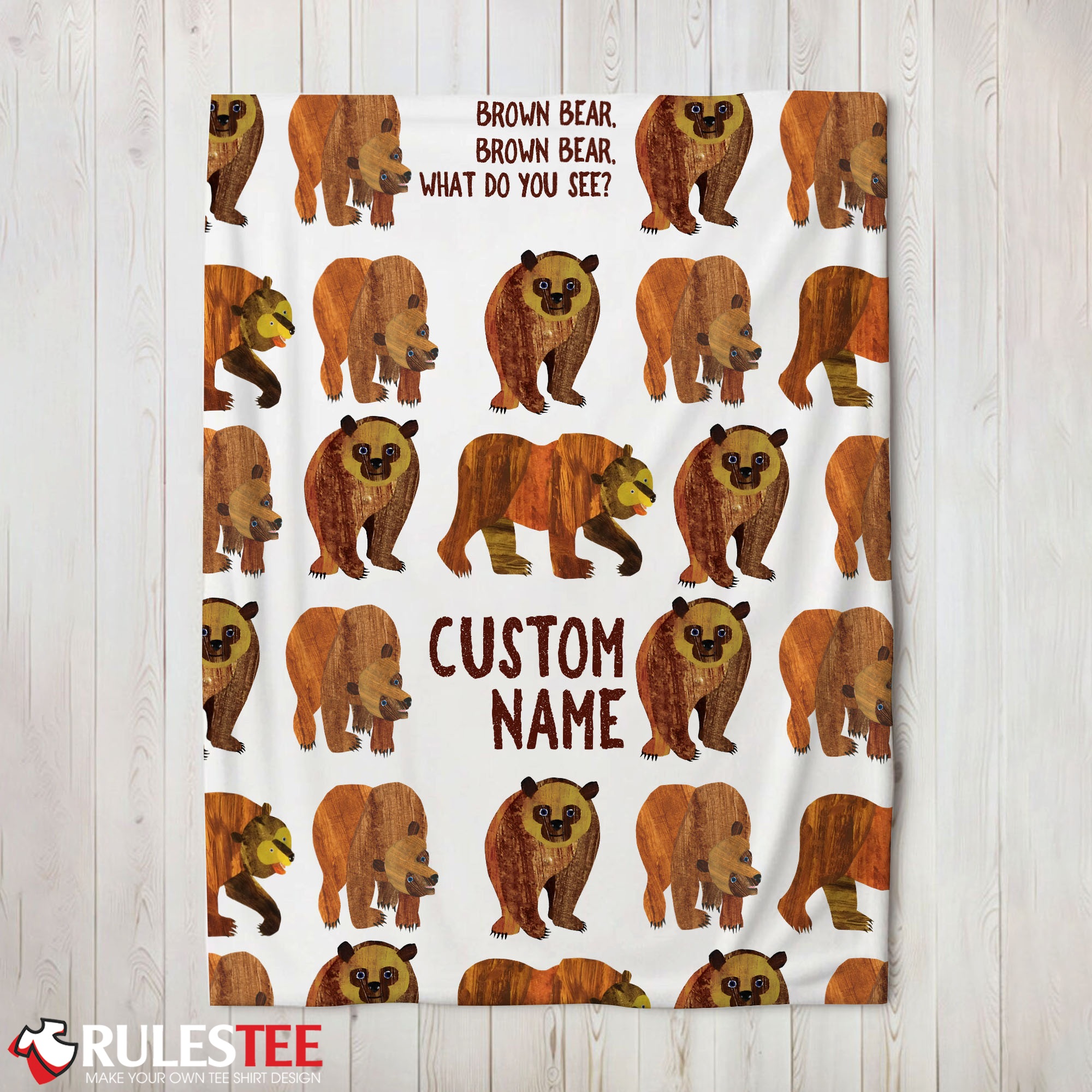 Brown Bear Brown Bear Blanket Fleece Customized Blanket