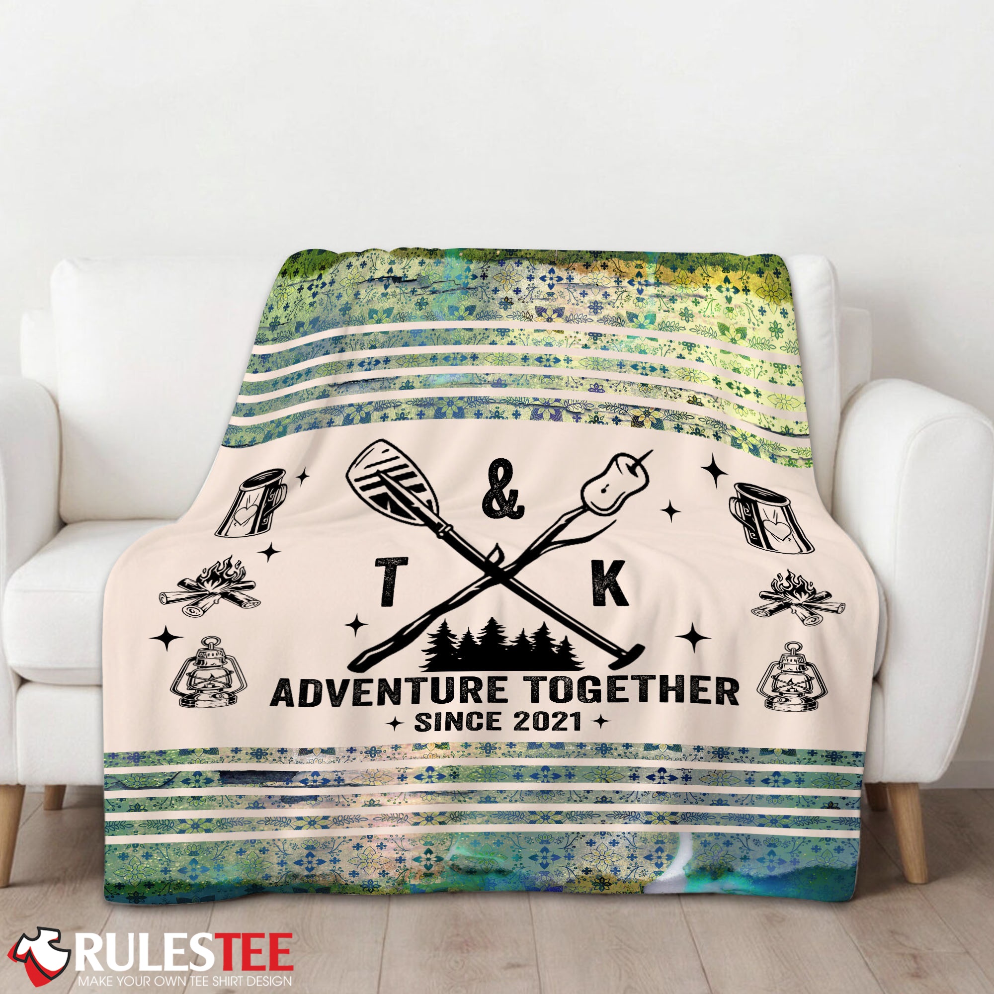 Camping Couple Adventure Together Since Blanket Fleece Customized Blanket