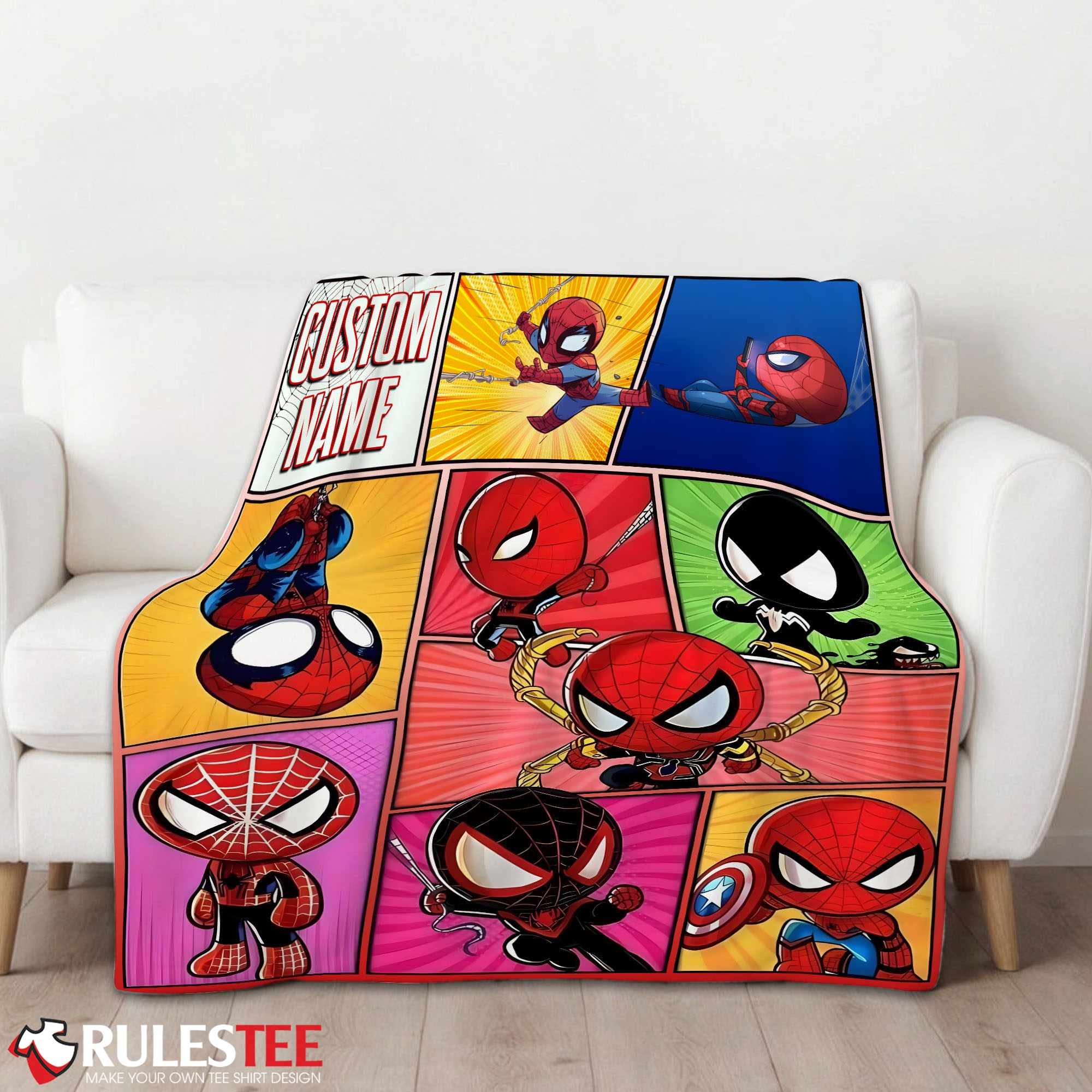 Chibi Spider Man Characters Collage Blanket Fleece Customized Blanket