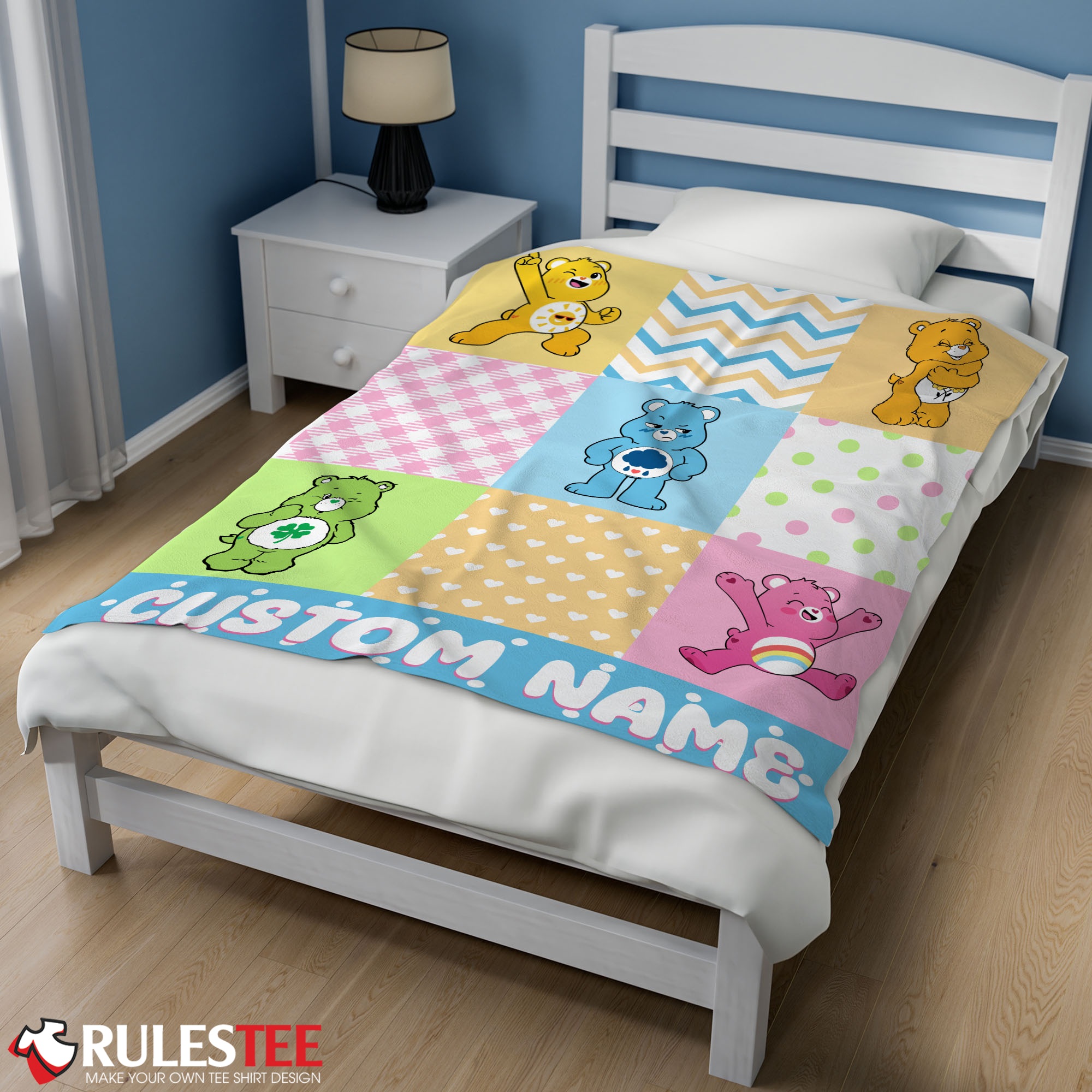 Colorful Care Bears Patchwork Blanket Fleece Customized Blanket