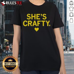 Alt Text: Cute Shes Crafty Heart Ladies Tee featuring a stylish heart design perfect for creative women.