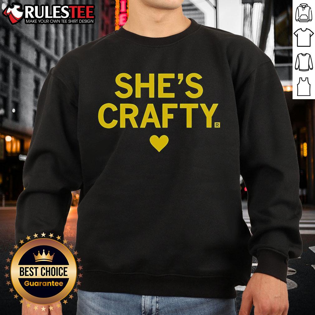 Cute She's Crafty Heart Sweatshirt in soft fabric, perfect for cozy casual wear and expressing creativity.