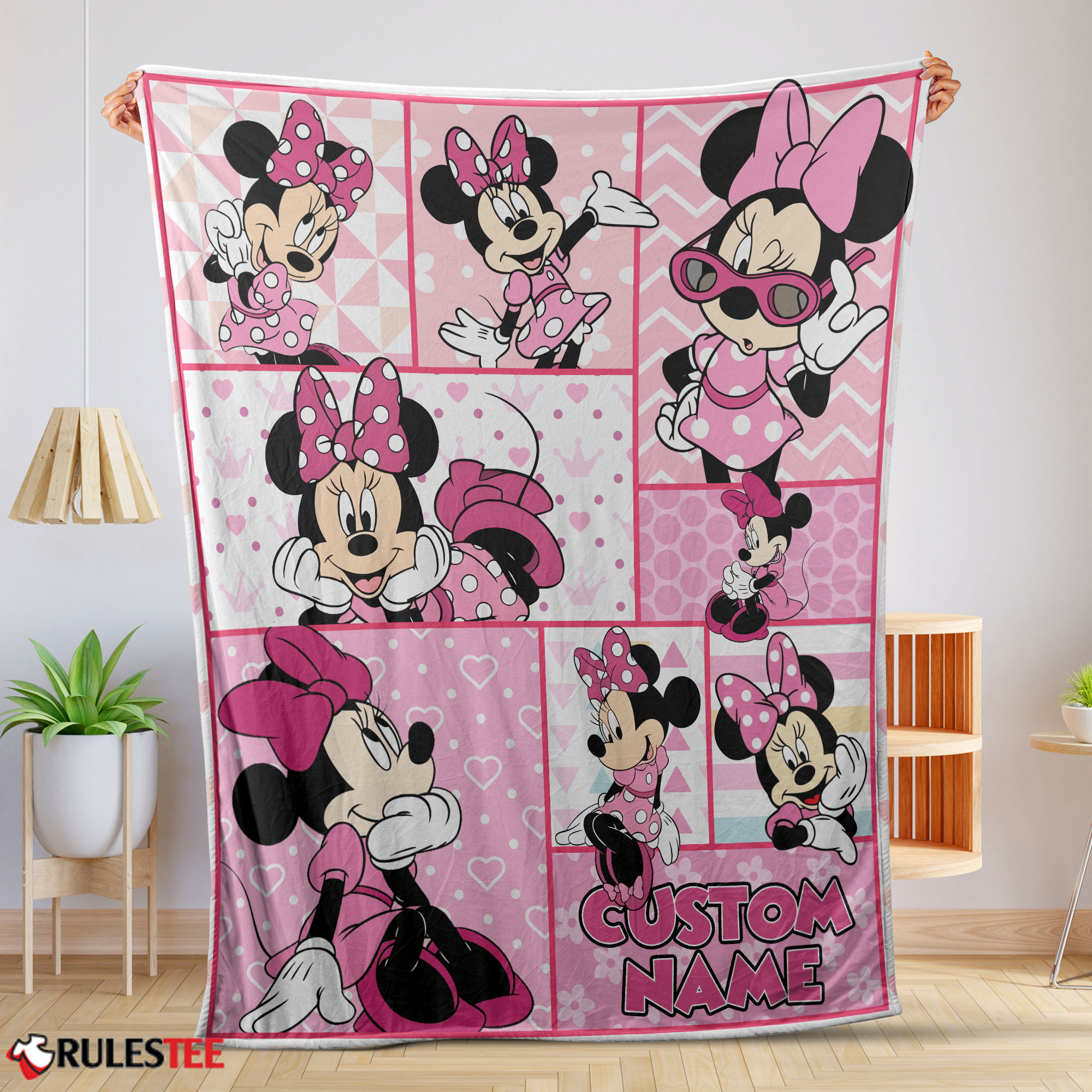 Disney Minnie Mouse And Friends Minnie Mouse Moods Blanket – Customize Blanket-mk-01