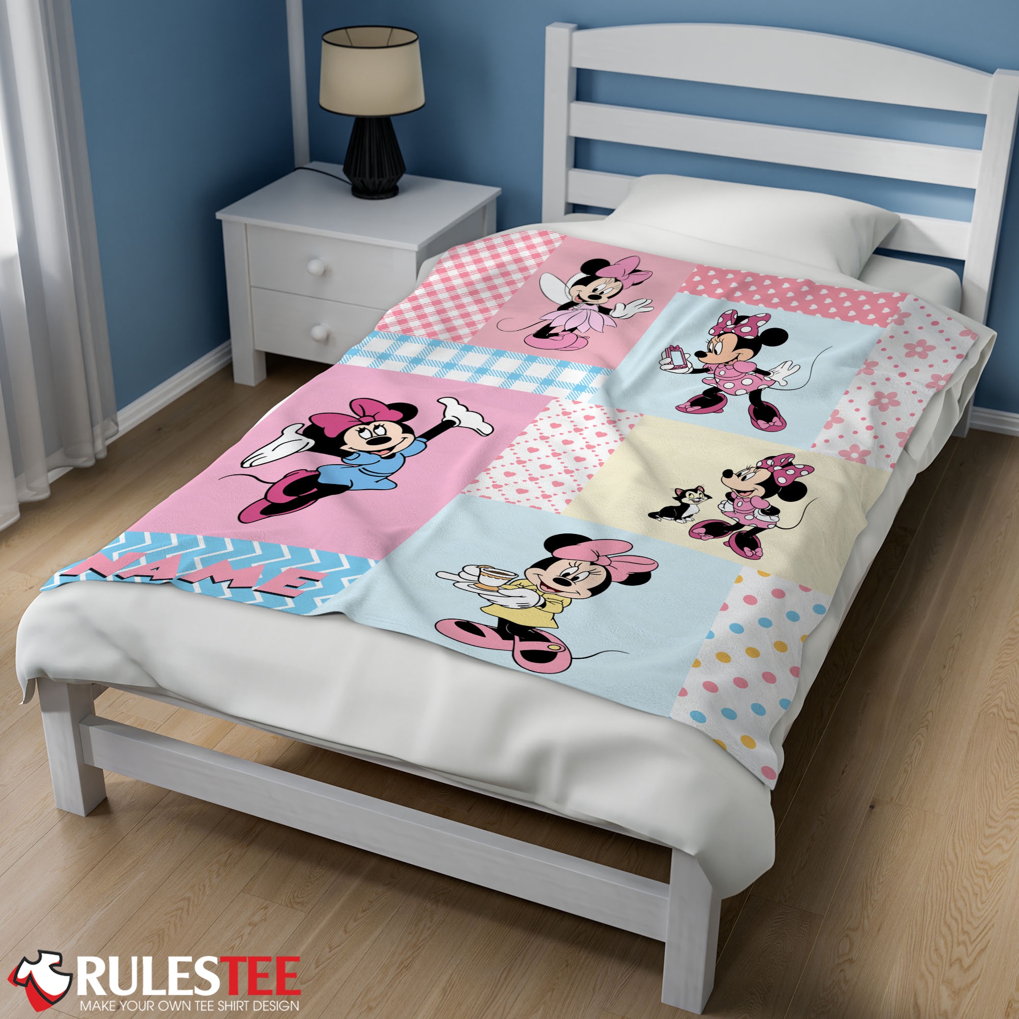 Disney Minnie Mouse Patchwork Pattern Blanket Fleece Customized Blanket