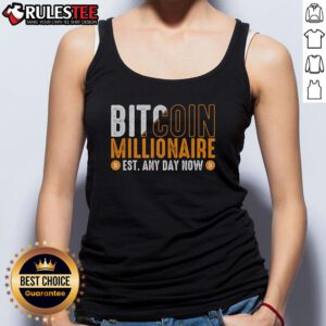 Funny Bitcoin millionaire tank top featuring humorous design, perfect for crypto enthusiasts and casual wear.