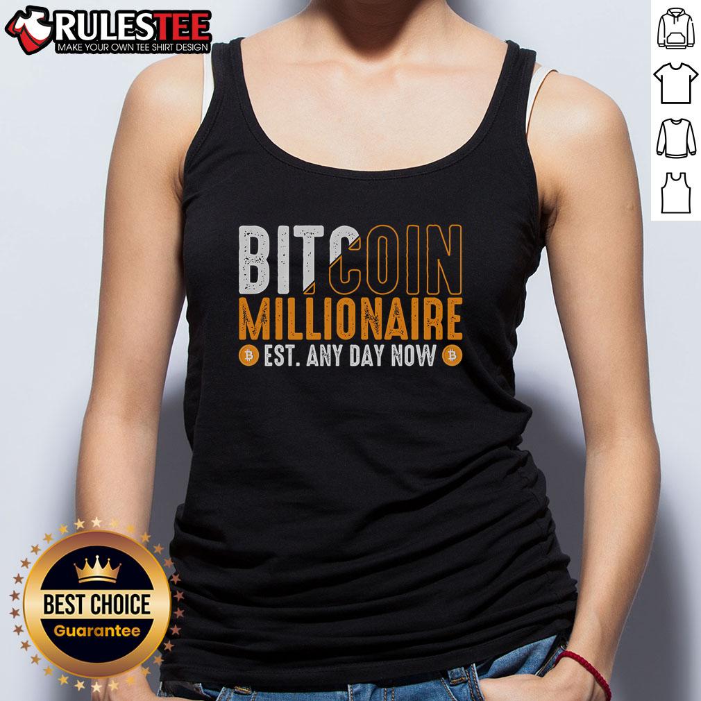 Funny Bitcoin millionaire tank top featuring humorous design, perfect for crypto enthusiasts and casual wear.