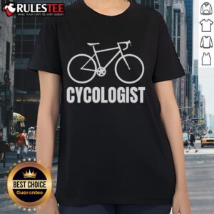 Alt Text: Funny Cycologist Bicycle Tee for ladies featuring a playful graphic design and vibrant colors, perfect for cycling enthusiasts.