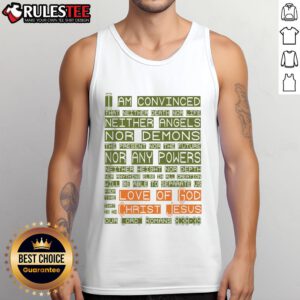Funny Love of God Christ Jesus Romans Scripture Tank Top featuring a vibrant design and inspirational message.