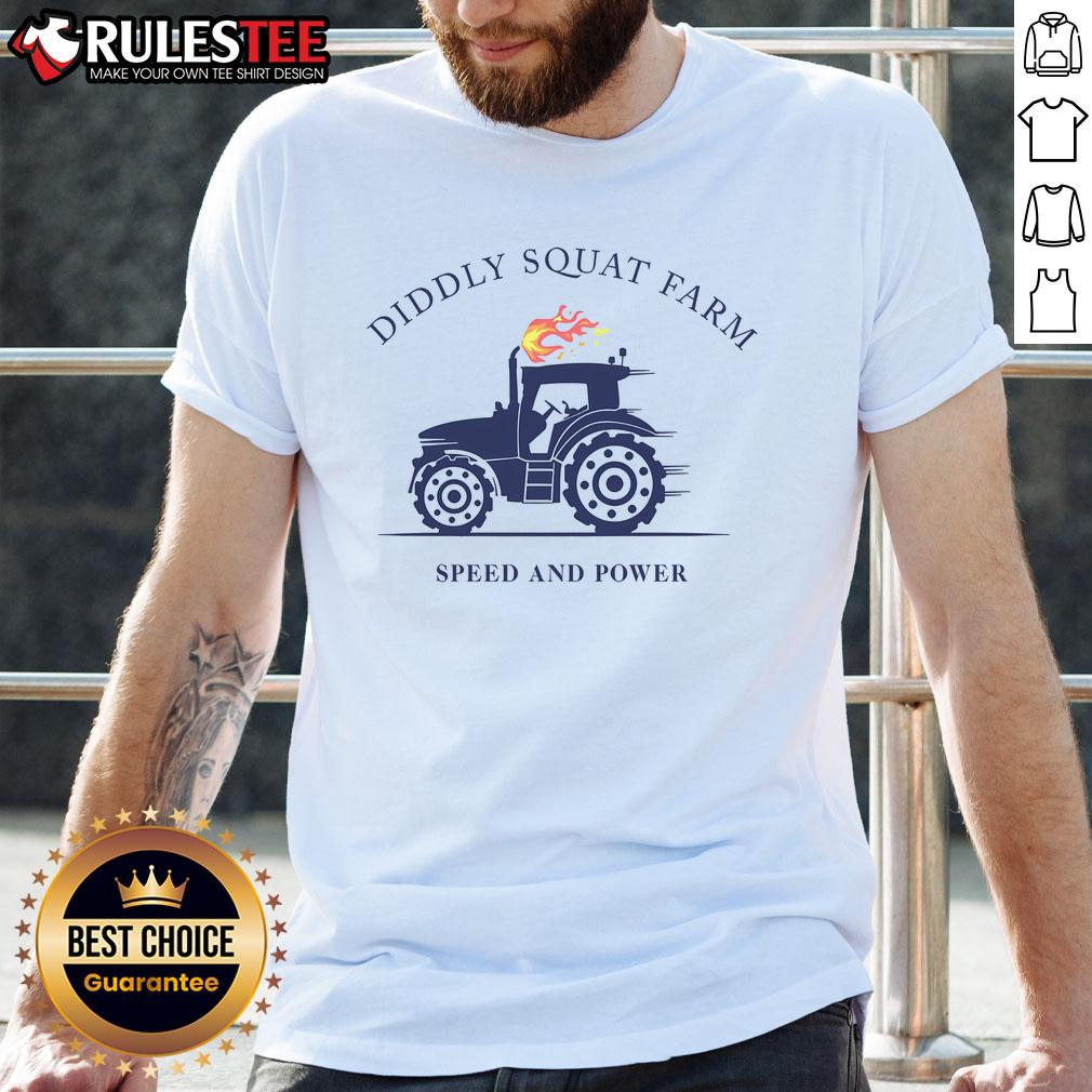 Official Tractor Diddly Squat Farm Speed And Power T-Shirt featuring a vibrant design for farming enthusiasts.