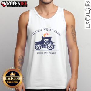 Official Tractor Diddly Squat Farm Speed and Power Tank Top featuring bold graphics and a comfortable fit for farm enthusiasts.