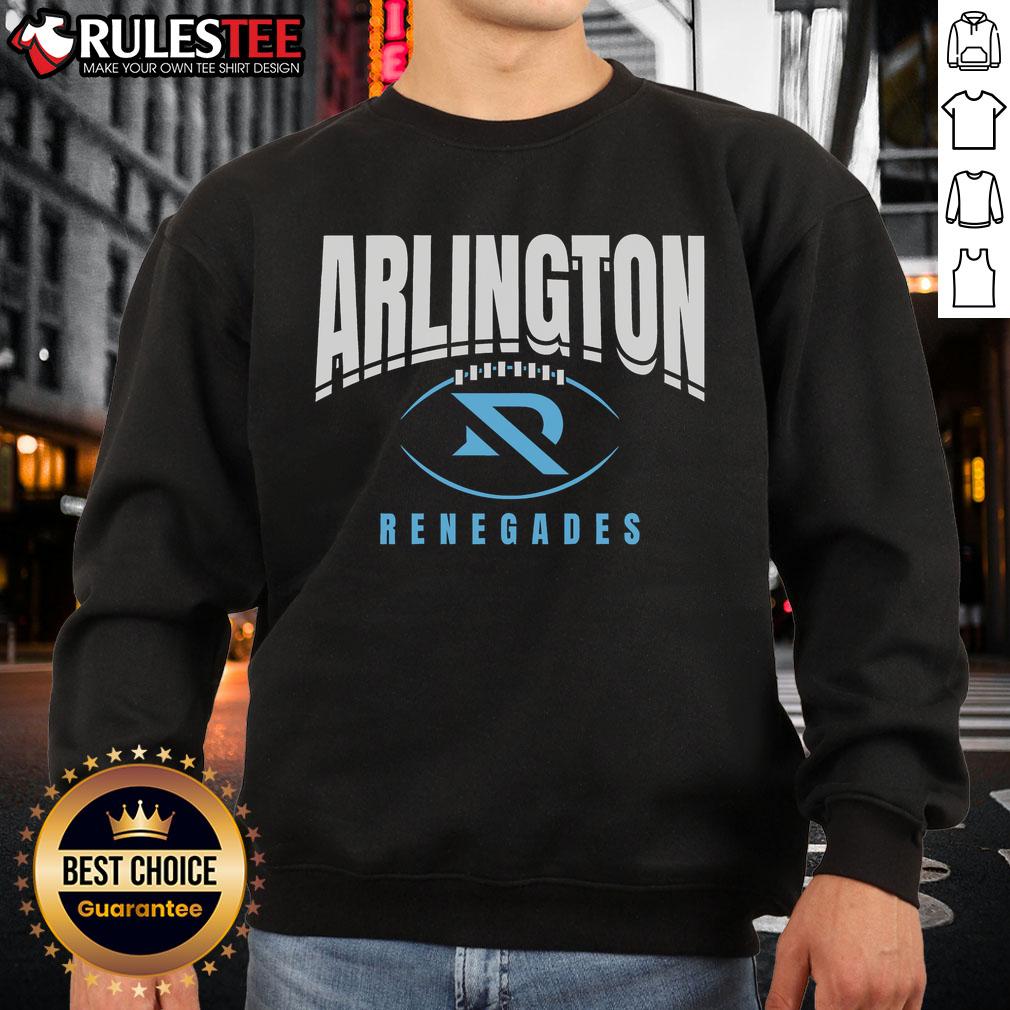 Alt Text: Stylish Top Arlington Renegades football outline sweatshirt featuring team colors and logo for fans and athletes.