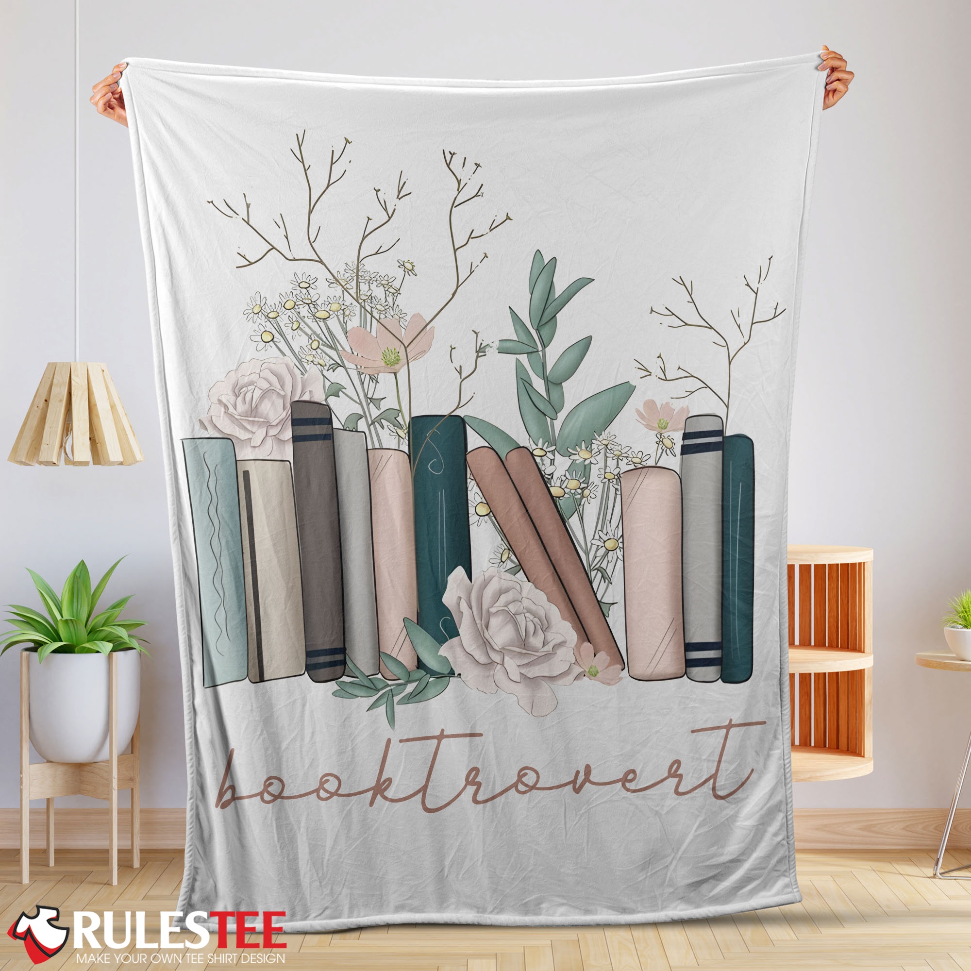 Vintage Floral Book Lover Blanket Fleece Customized Blanket
