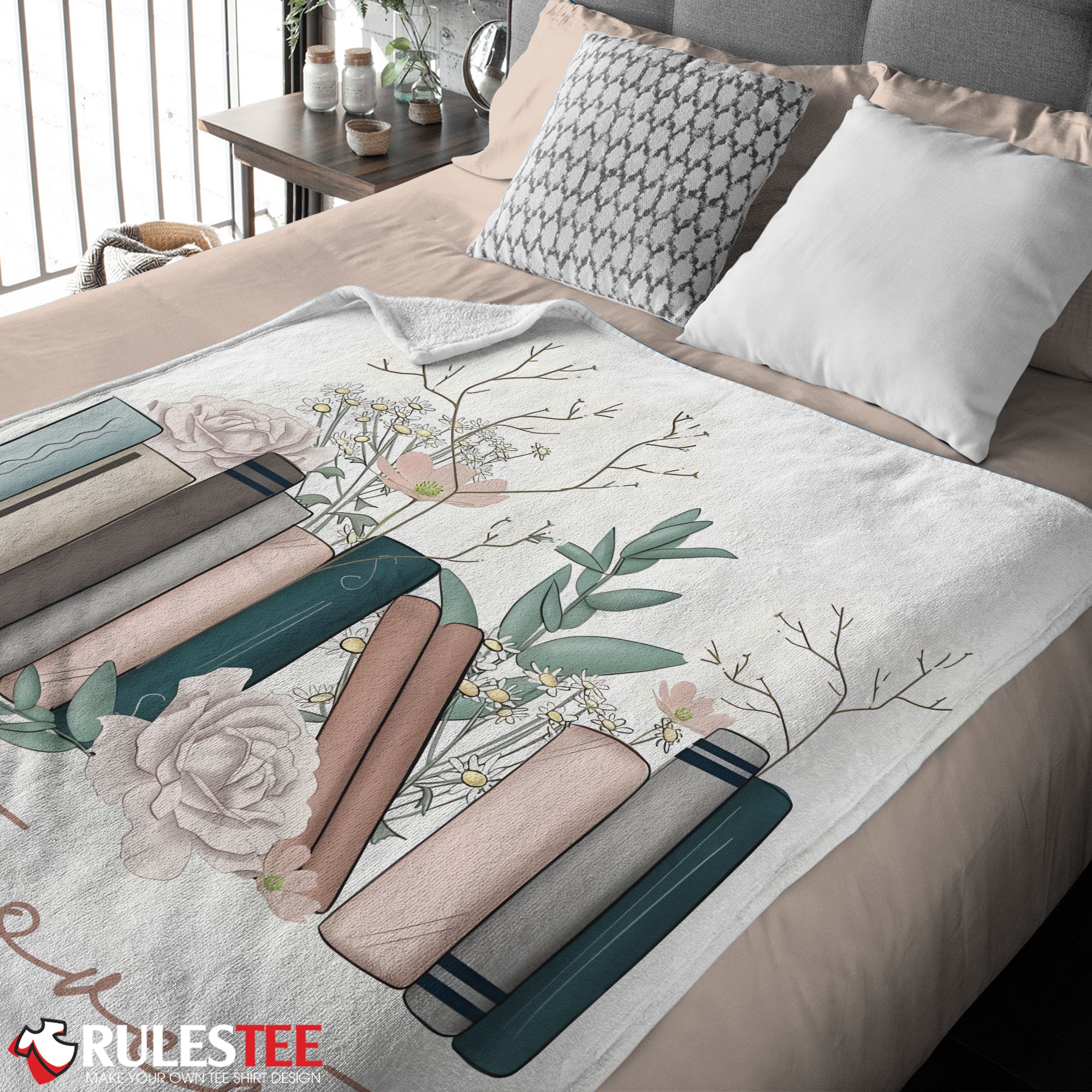Vintage Floral Book Lover Blanket Fleece Customized Blanket