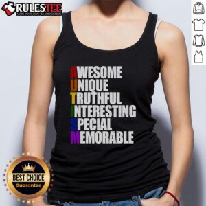 Awesome Autism Awareness Defined Quote Tank Top featuring a vibrant design promoting autism awareness and understanding.
