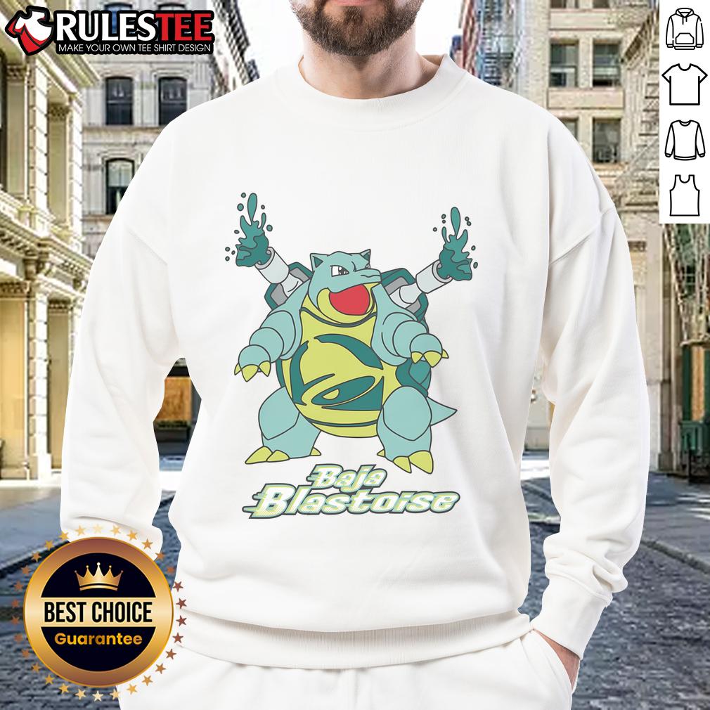 Awesome Baja Blastoise Turtle Pokemon sweatshirt featuring vibrant graphics and cozy design for fans and collectors.