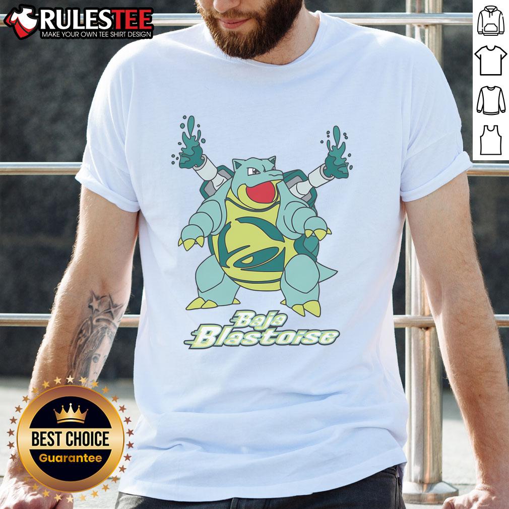 Awesome Baja Blastoise Turtle Pokemon T-Shirt featuring vibrant graphics of Blastoise in a stylish design.