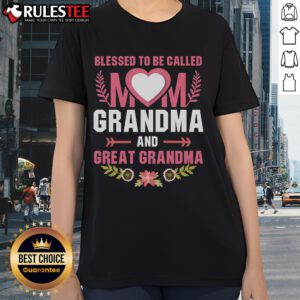 Awesome Blessed to Be Called Grandma and Great Grandma Ladies Tee in vibrant colors, perfect gift for proud grandmothers.