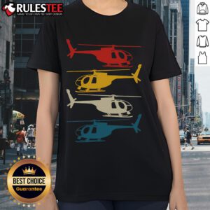 Awesome Helicopter Pilot Co. retro aviation ladies tee showcasing a stylish design for aviation enthusiasts.