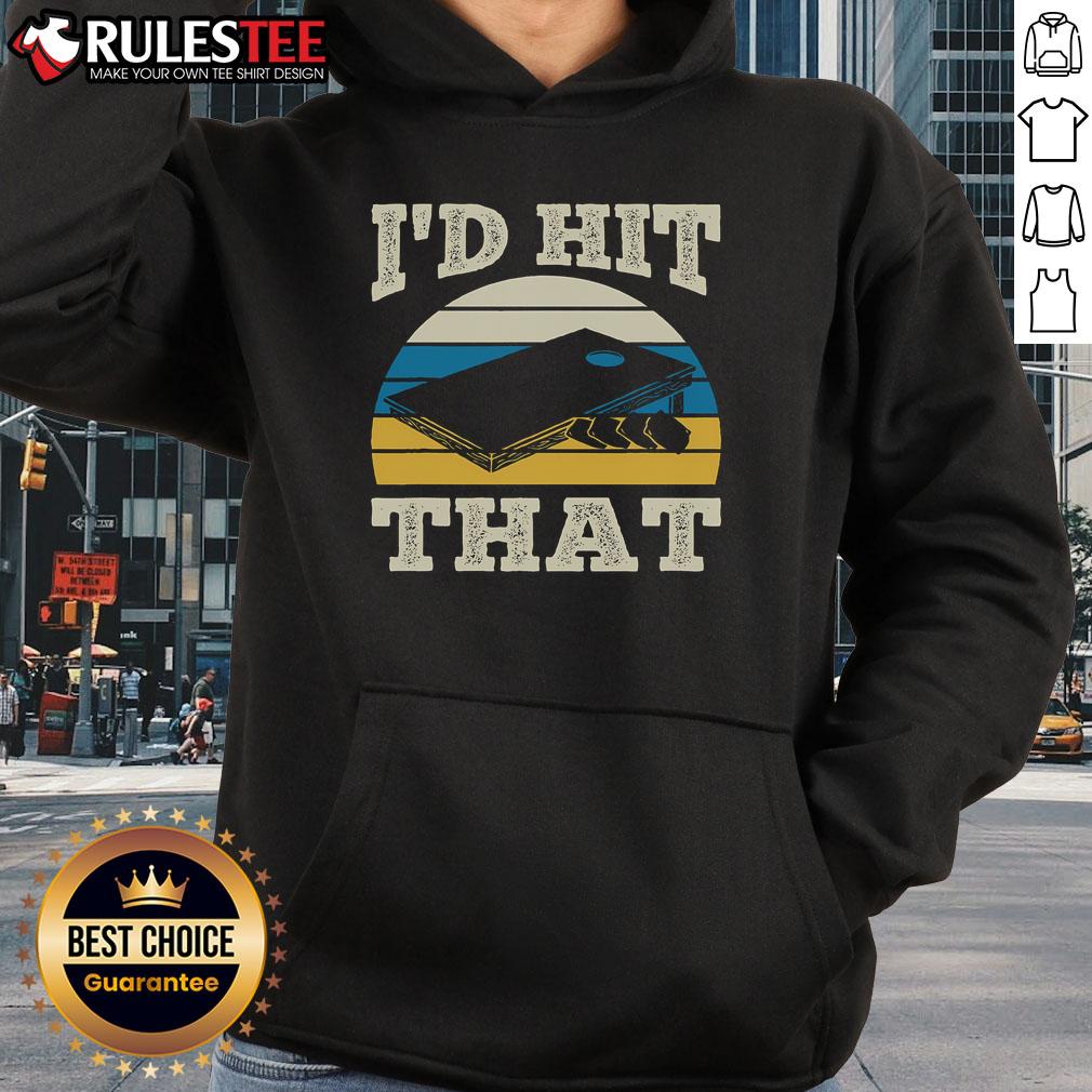Awesome ID Hit That Bag Bean Cornhole Retro Hoodie featuring a vibrant design, perfect for cornhole enthusiasts.