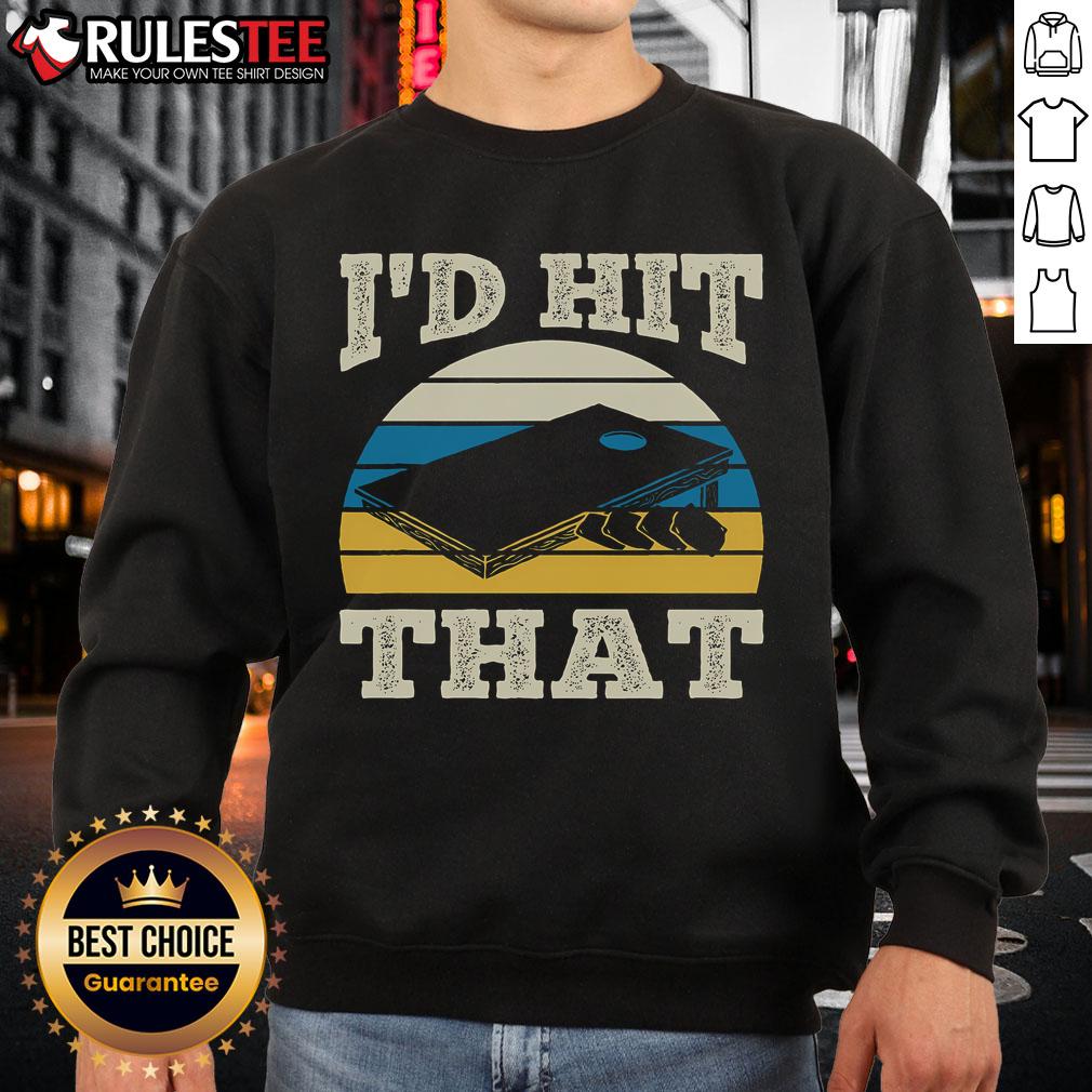 Awesome ID Hit That Bag Bean Cornhole Retro Sweatshirt featuring a fun cornhole design for enthusiasts and players.