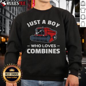 Awesome sweatshirt for boys featuring a red combine harvester design, perfect for young farming enthusiasts.