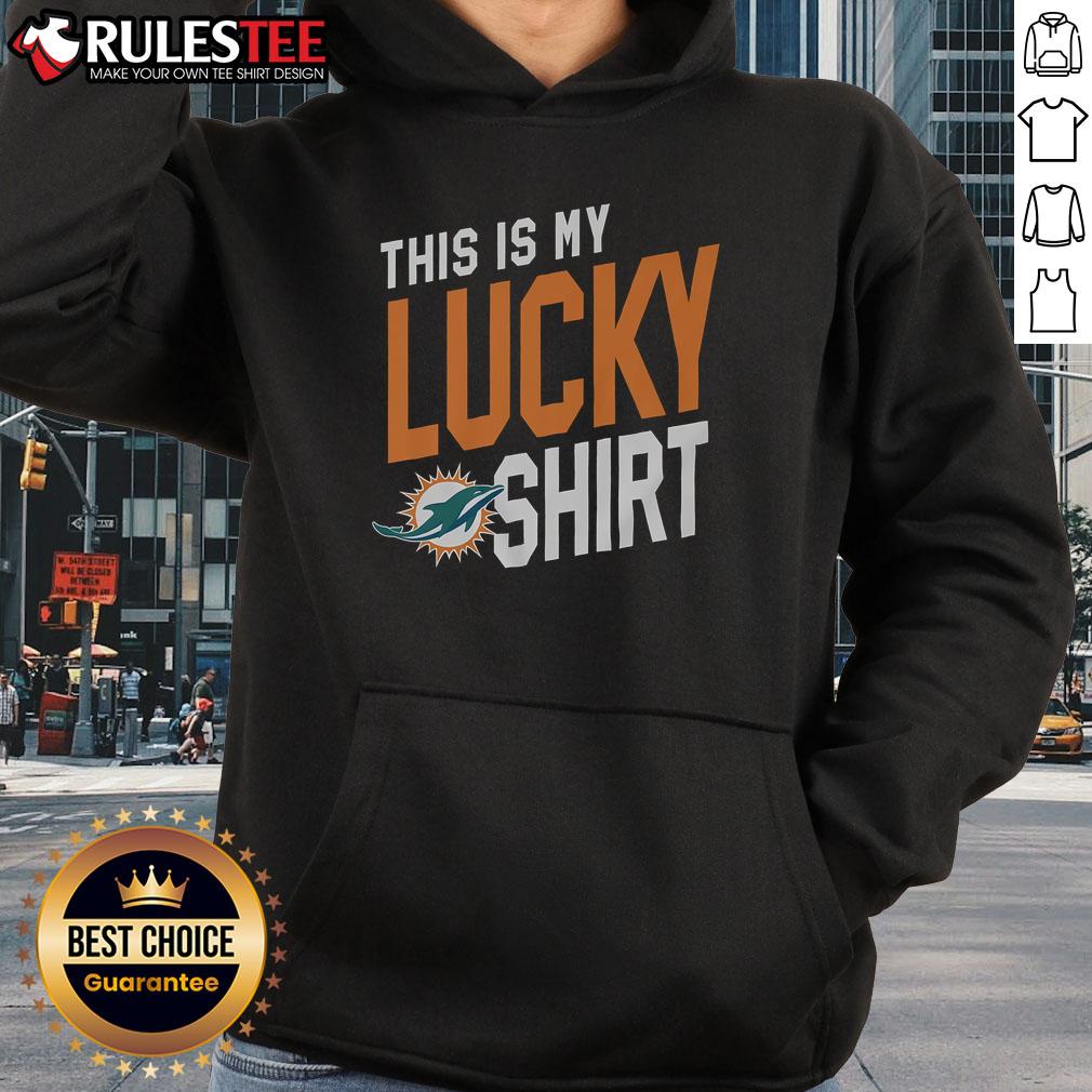 Miami Dolphins hoodie with bold design, perfect for fans showcasing their team spirit and luck in style.