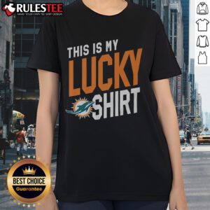 Awesome Miami Dolphins This Is My Lucky Ladies Tee in vibrant colors, perfect for fans showing team spirit.