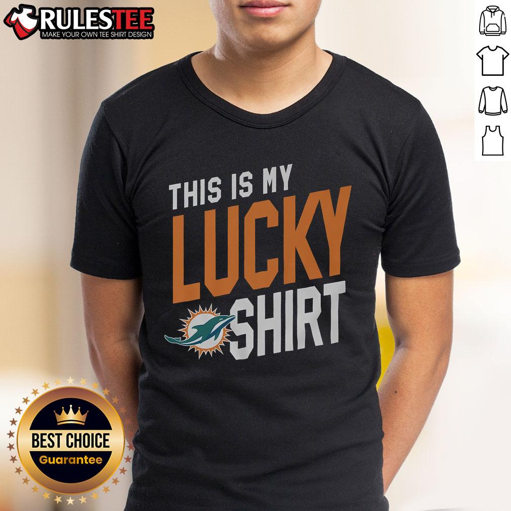 Alt Text: Awesome Miami Dolphins This Is My Lucky T-Shirt featuring team colors and logo for die-hard fans.
