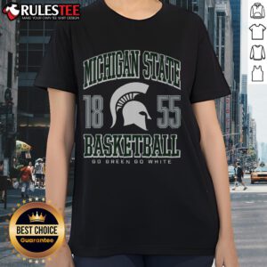 Awesome Michigan State Spartans Basketball ladies tee featuring vibrant team colors and logo, perfect for fans.