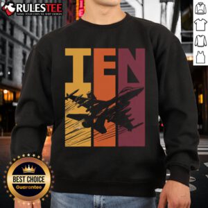 Awesome military fighter jet sweatshirt for a 10-year-old boy's 10th birthday, perfect gift for aviation enthusiasts.