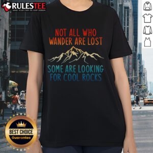 Awesome 'Not All Who Wander Are Lost' ladies tee, perfect for rock lovers and adventurers seeking stylish comfort.