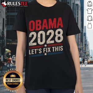 Awesome Obama vintage retro patriotic 2028 political protest rally ladies tee in vibrant colors, perfect for supporters.