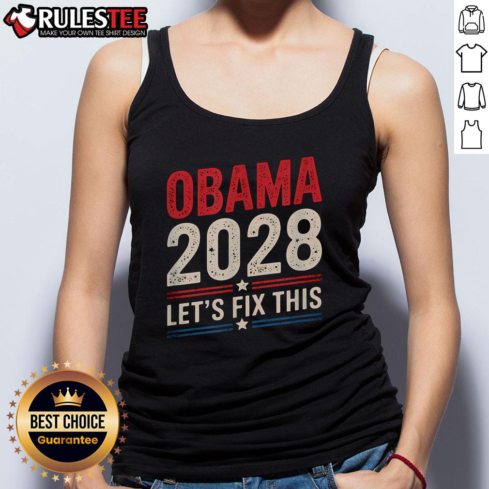 Vintage retro patriotic tank top featuring Obama for the 2028 political protest rally, showcasing bold graphics and colors.