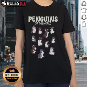 Awesome penguins graphic on a retro ladies tee, perfect for animal lovers and fans of wildlife fashion.