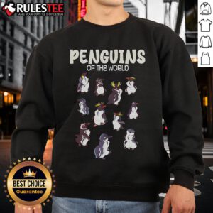 Awesome penguins on a retro sweatshirt, showcasing adorable animals of the world design for casual wear.