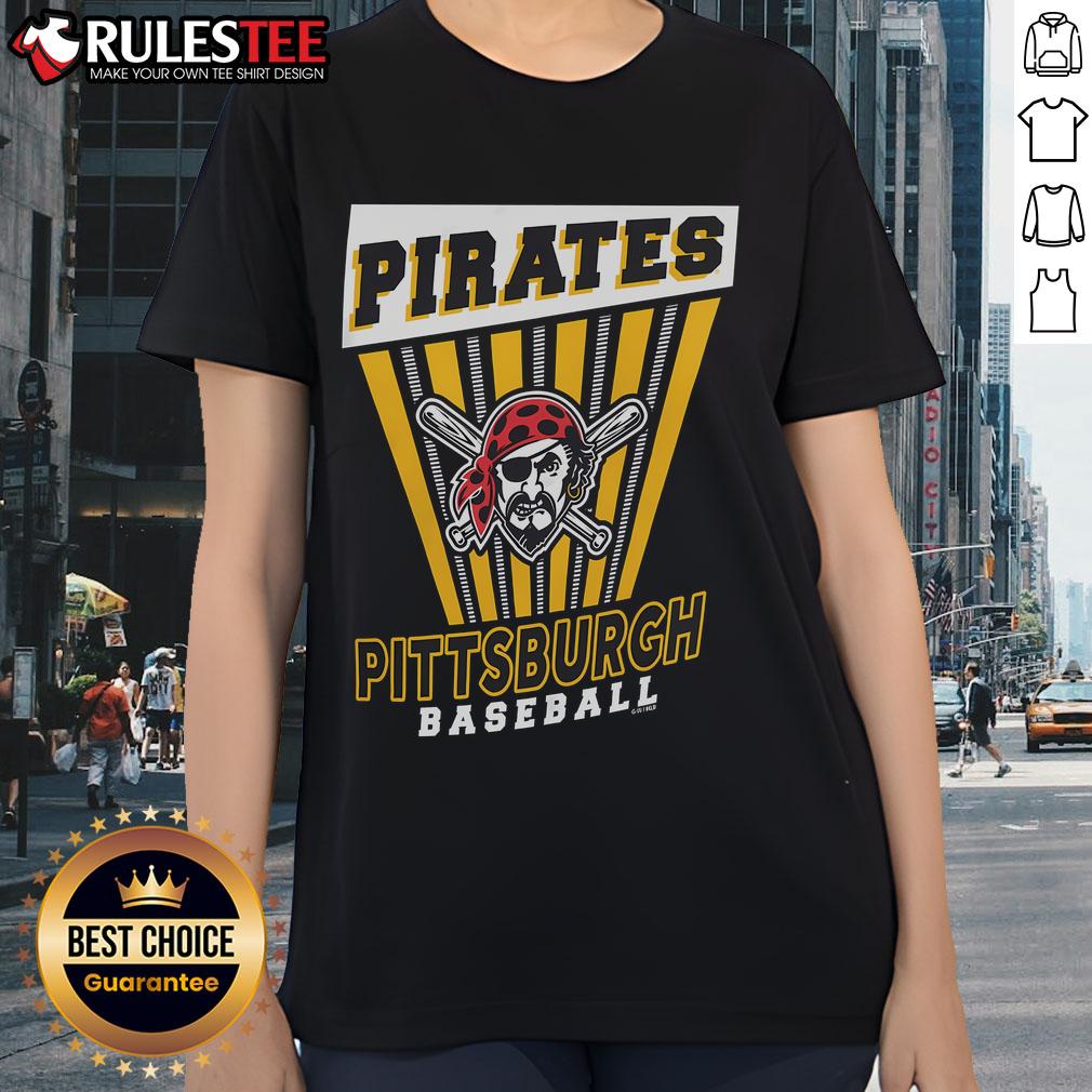 Alt Text: Awesome Pittsburgh Pirates Baseball Starter Ladies Tee in black with team logo, perfect for fans and casual wear.