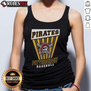 Awesome Pittsburgh Pirates baseball starter tank top in black, featuring team logo and stylish design for fans.
