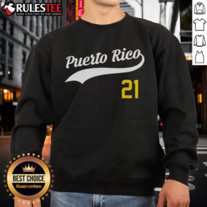 Awesome Puerto Rico Baseball 21 sweatshirt for Santurce baseball fans, showcasing vibrant colors and team pride.