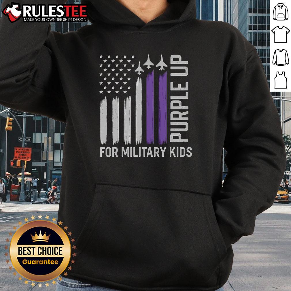 Awesome purple hoodie for military children, featuring USA military flag design for Military Child Month.