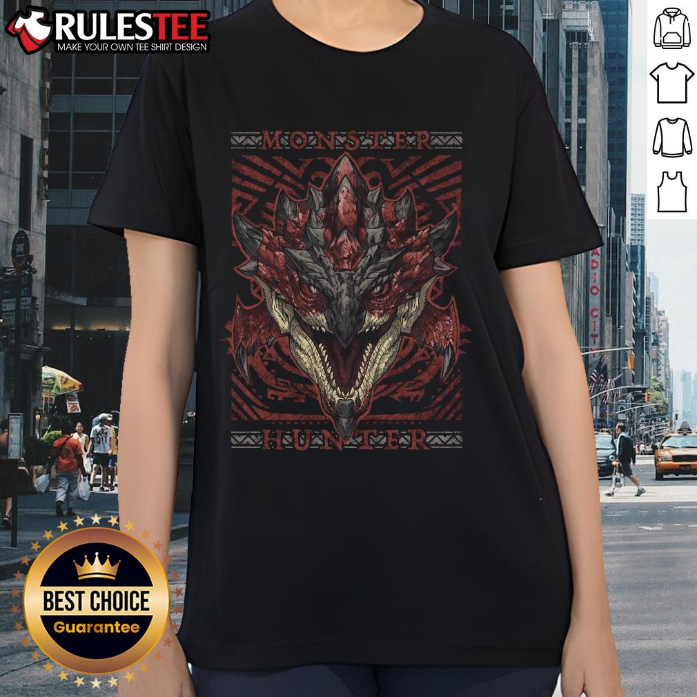 Awesome Rathalos Hunting Club Monster Hunter ladies tee featuring vibrant graphics and a stylish design for gamers.
