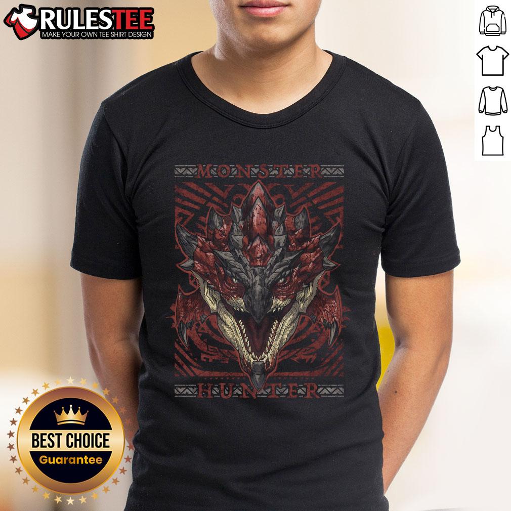 Alt Text: Awesome Rathalos Hunting Club T-Shirt featuring a fierce Rathalos design for Monster Hunter fans.