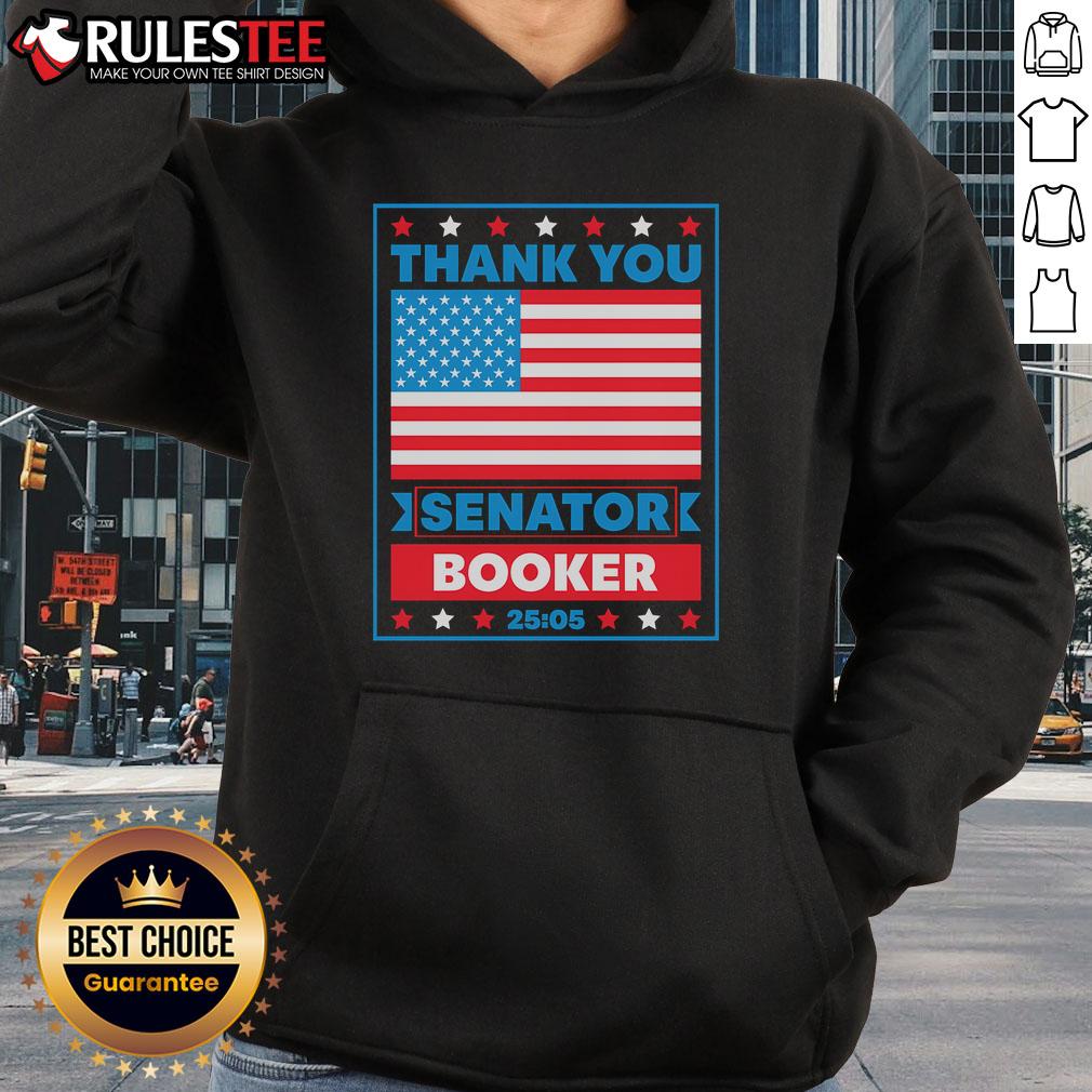 Awesome Thank You Senator Cory Booker hoodie featuring the American flag design, perfect for patriotic supporters.
